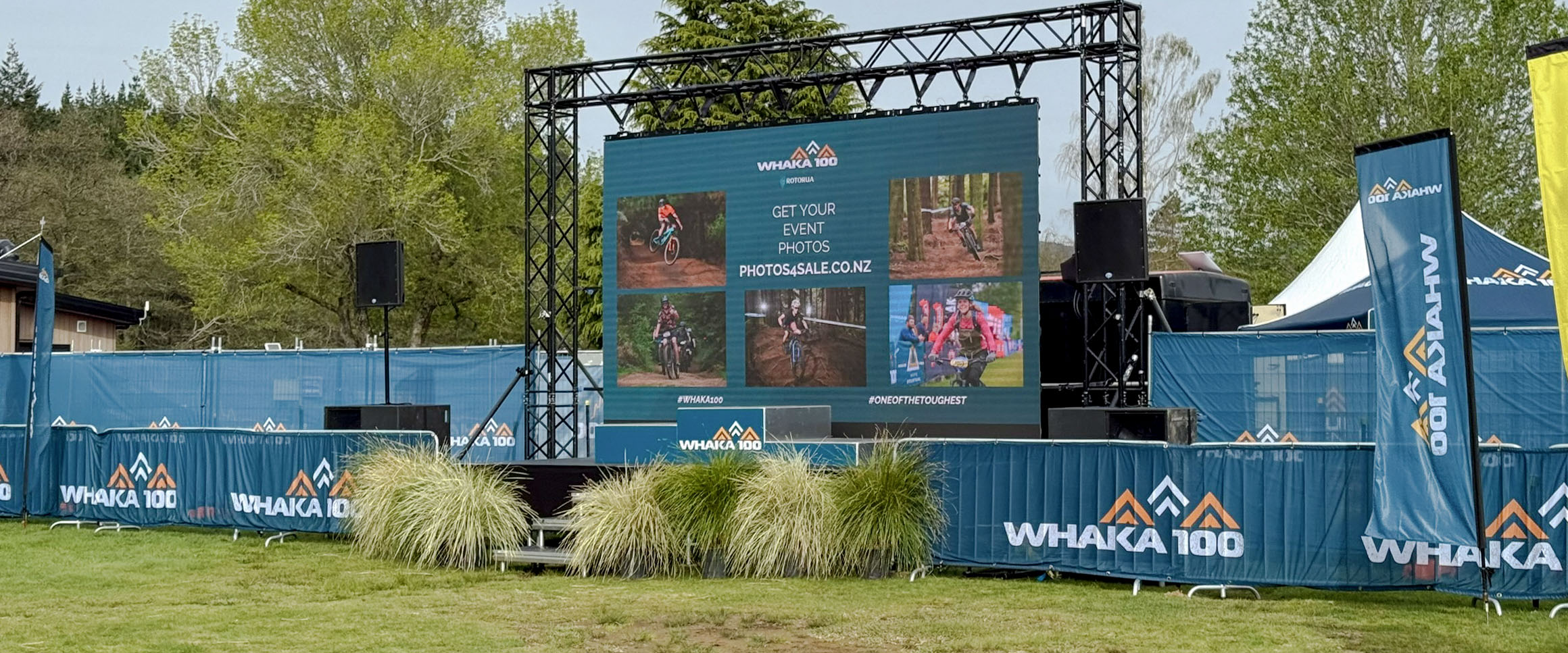 Outdoor event LED screen, sound system and truss structure